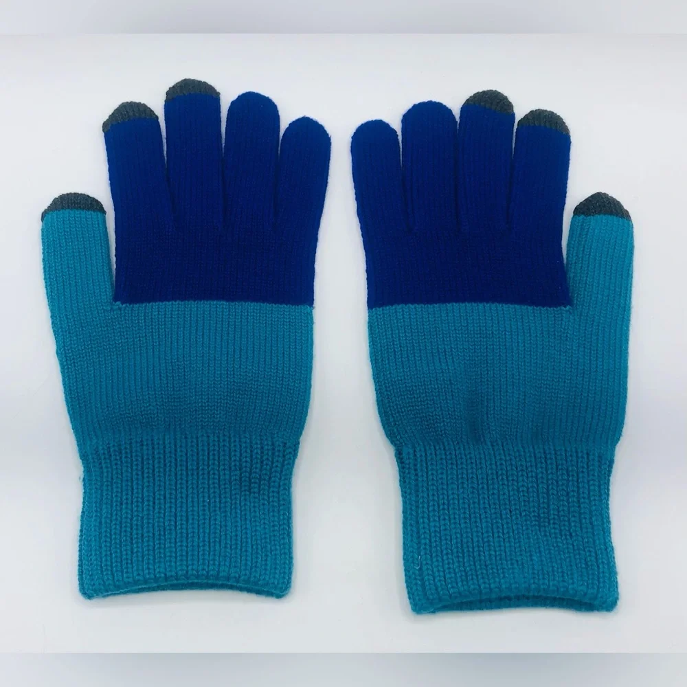 Verloop Color Block Touchscreen Gloves Mittens Green Blue Black Color OS